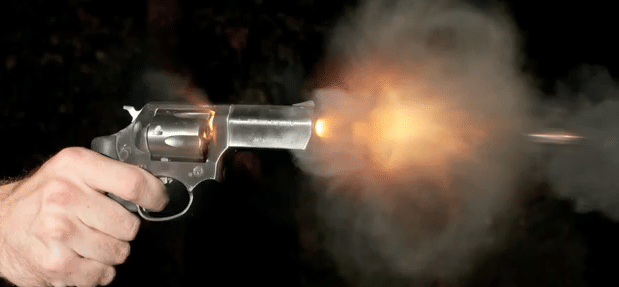 Revolver Shooting Bullet in Slo-mo