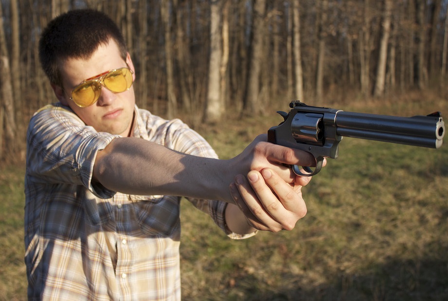 Man practicing shooting