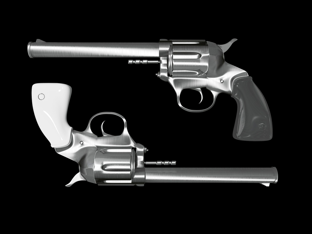 Two silver colored revolver